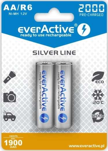 Baterías recargables AA R6 2000 mAh Ready To Use, 2 uds.