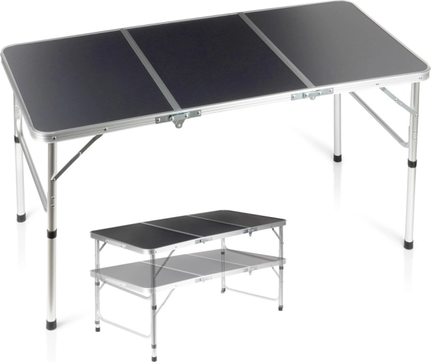 Mesa turística plegable 2 en 1 con altura ajustable 120 × 60 cm, grafito Vilde
