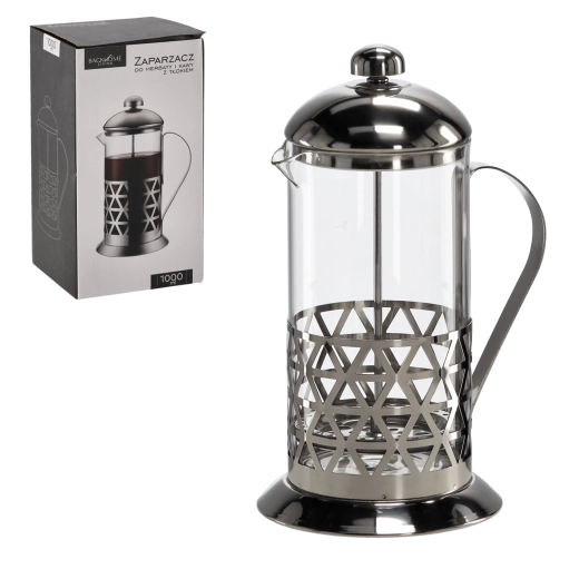 French press de émbolo para café y té de 1000 ml de vidrio de borosilicato y acero inoxidable
