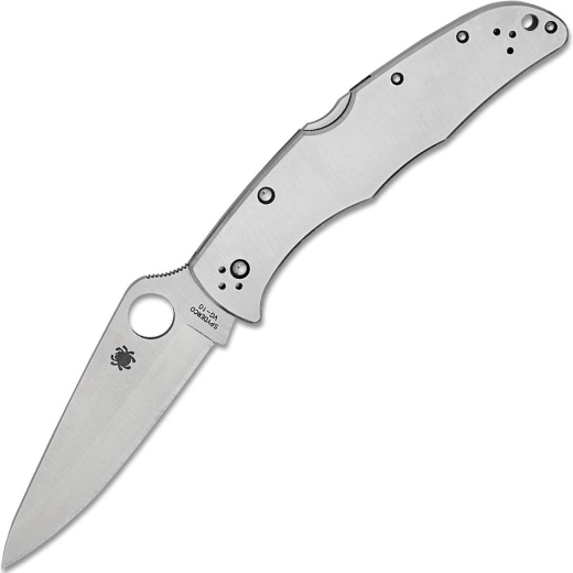 Spyderco Endura 4 cuchillo de bolsillo de acero inoxidable 9,5 cm, satinado, totalmente metálico
