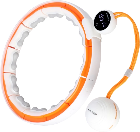 Hula hoop de masaje HMS con peso, imanes y contador – blanco/naranja