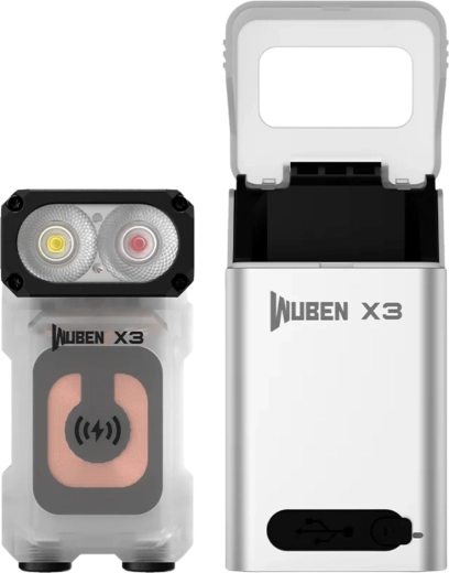 Wuben X3 White linterna de bolsillo 700 lm con caja de carga inalámbrica de aluminio, blanca