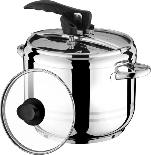 Olla a presión 5 l AXIO de acero inoxidable con tapa de vidrio