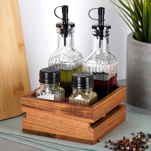 Vidrio estriado resistente y soporte de madera robusto