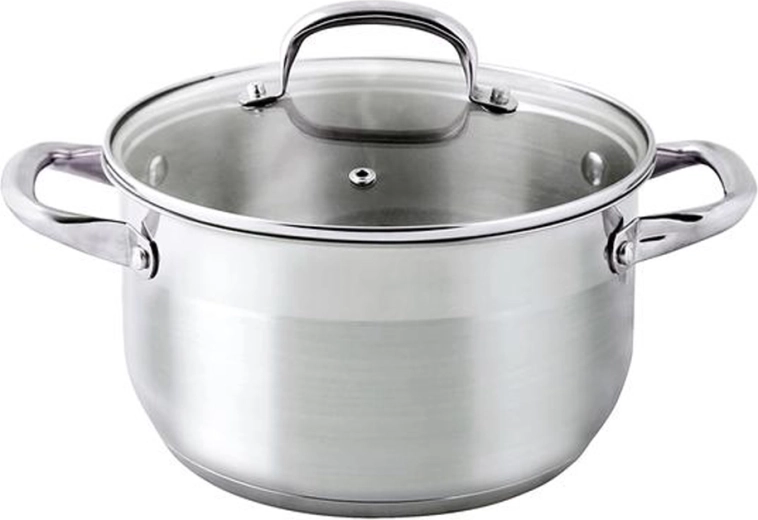 Cacerola de acero inoxidable con tapa de vidrio 2,8 l, diámetro 20 cm