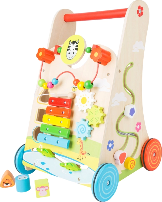 Andador infantil de madera Pradera floreada