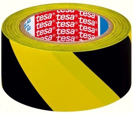 Cinta adhesiva de advertencia 50 mm × 33 m amarillo‑negra TESA
