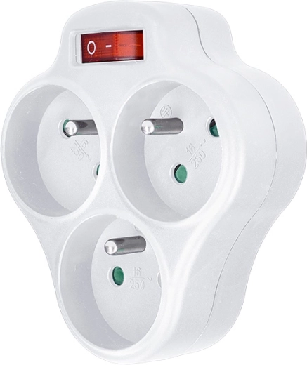Solight regleta de 3 tomas con interruptor blanca - 1 unidad