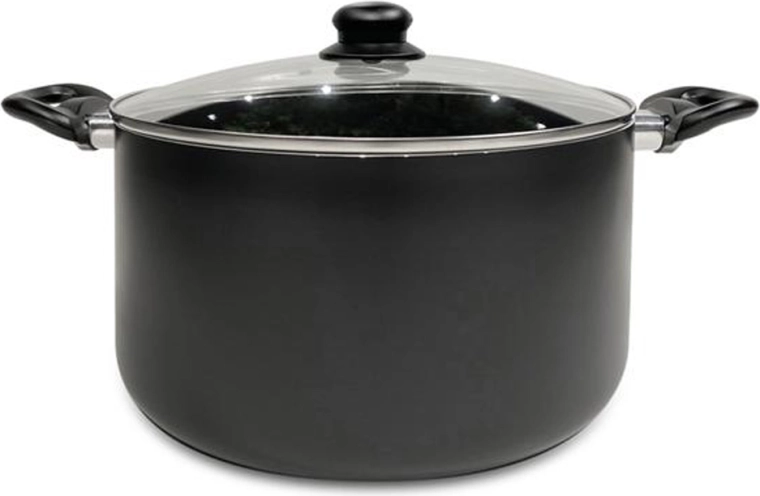 Olla con tapa de cristal Kitchisimo Nero 24 cm, 5,5 l