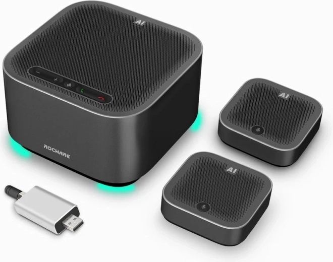 Kit de conferencia inalámbrico Rocware A10W para salas de reuniones grandes