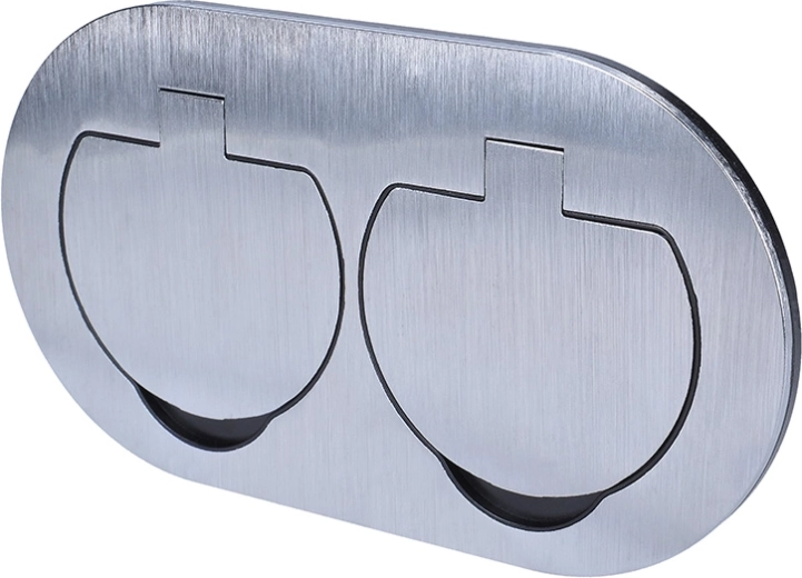 Solight doble toma de suelo empotrable con tapas redondas IP55
