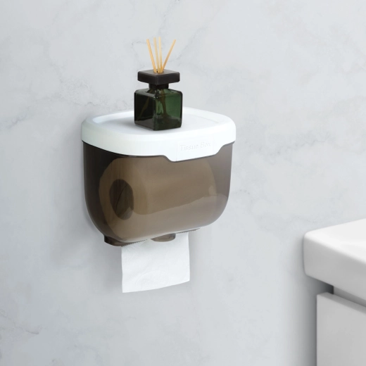 Soporte de pared para papel higiénico con estante