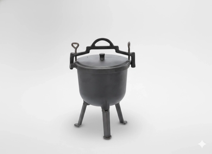Caldero de hierro fundido de cazador 8 l con tapa y patas