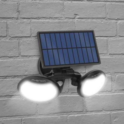 Proyector solar de pared con sensor de movimiento y dos LED COB orientables