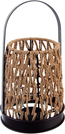 Portavelas de vidrio marrón con decoración de hierba 23 cm