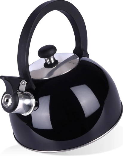 Tetera negra de acero inoxidable con silbato 1,5 l ORION