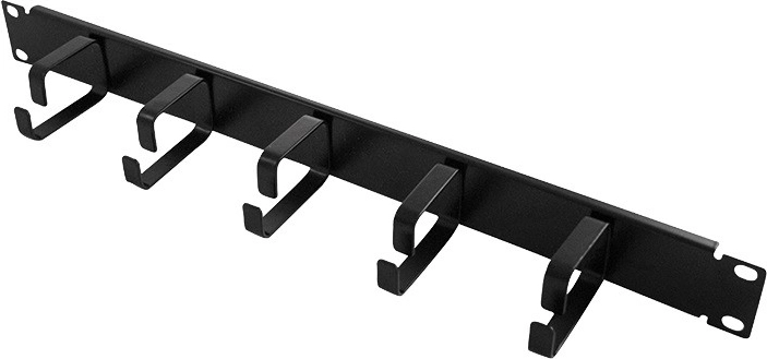 Organizador de cableado 19", 1U, 5 soportes, negro