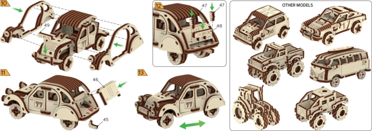 Rompecabezas 3D de madera: coche de carreras – Número 77