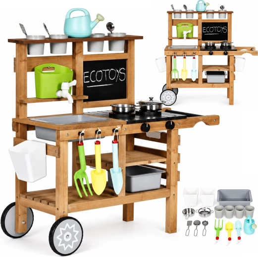 Cocina infantil de exterior de materiales naturales ECOTOYS