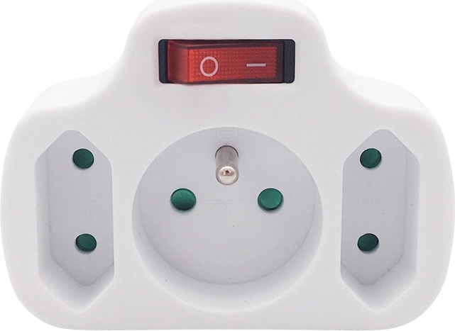 Solight ladrón con interruptor, 1× 10 A + 2× 2,5 A, blanco