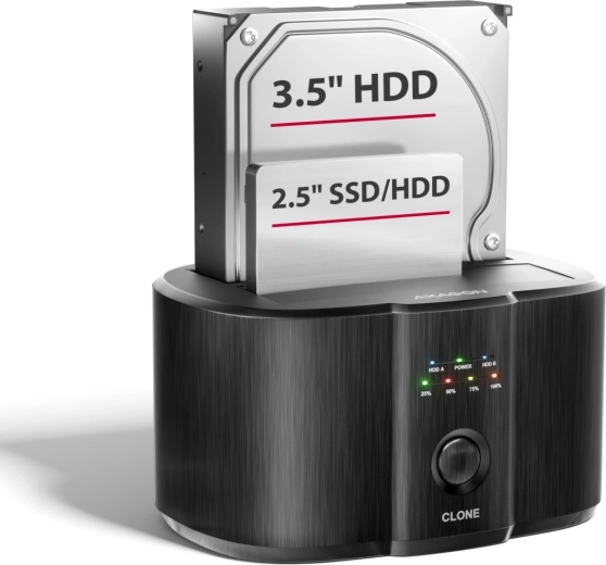 Estación de acoplamiento y clonación AXAGON para 2 discos SATA