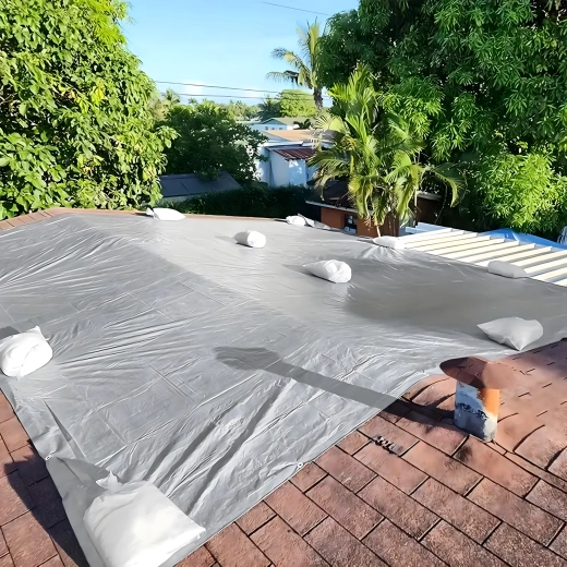 Lona protectora con protección UV 6 × 8 m, 120 g/m² – universal, resistente, plateada