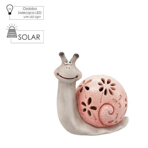 Figura de jardín de caracol rosa con iluminación LED