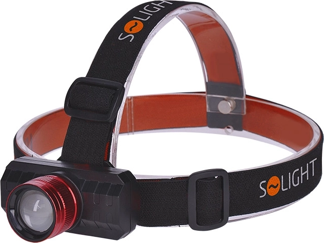 Linterna frontal LED recargable Solight 3 W, 150 lm con zoom y batería Li-Ion
