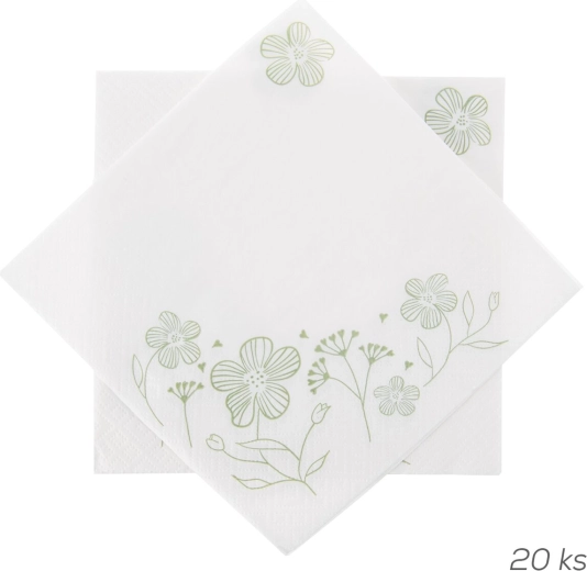 Servilletas de papel Greenish blancas 33 × 33 cm, 20 uds.