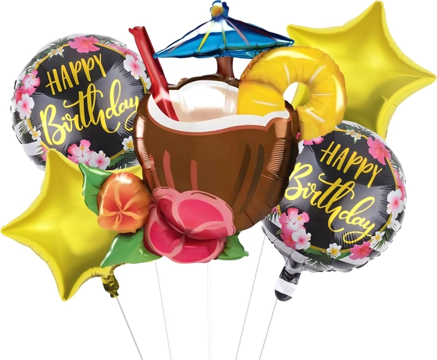 Set de globos Aloha para cumpleaños y fiesta hawaiana, 5 uds.