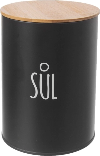 Diseño negro minimalista con una clara indicación «Sal»