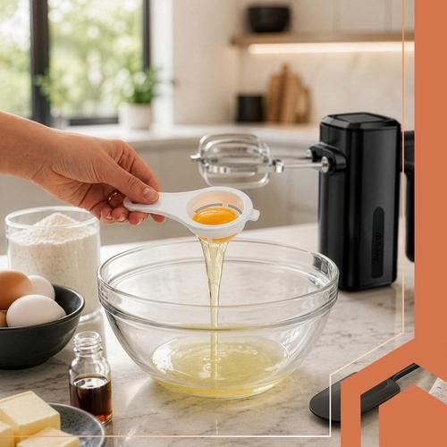 Práctico separador de huevos para repostería
