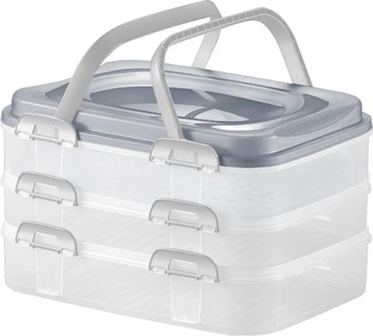 Caja de picnic de plástico con 3 niveles 40 × 30 × 24 cm