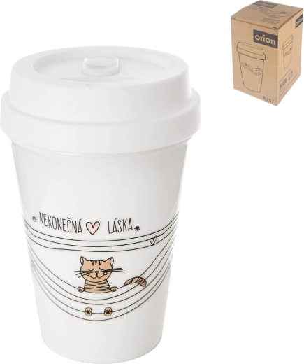 Vaso térmico de plástico UH Amor infinito con gato 0,35 l