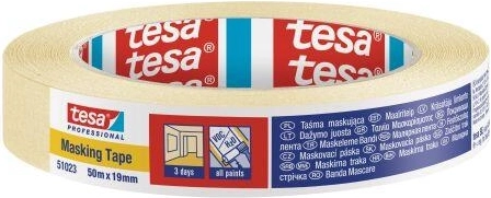 Cinta de enmascarar crepé 19 mm × 50 m amarilla Tesa