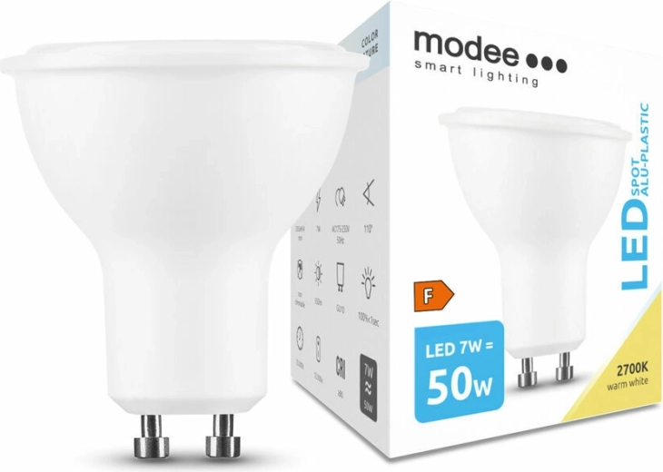 Bombilla LED tipo foco GU10 7 W blanco cálido 2700 K MODEE