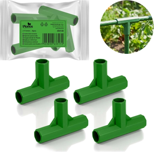 Conectores en T verdes para varillas de 11 mm PLONOS, juego de 4 unidades