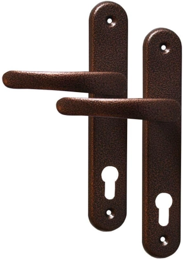 Herraje para puerta MICHAELA, manilla con cilindro de llave 90 mm, acabado cobre