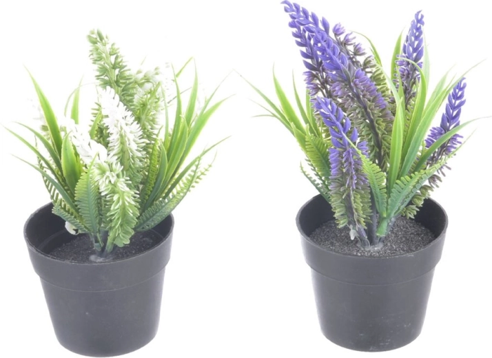 Lavanda artificial en maceta de plástico