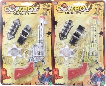 Set de sheriff: pistola del oeste con placa y cinturón para niños