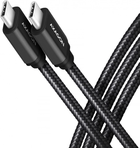 Cable USB‑C – USB‑C 3.2 Gen 1, 1 m, PD 60 W (3 A), aluminio, trenzado, negro – AXAGON