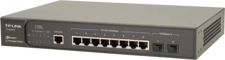 Switch TP-Link TL-SG3210 con 8 puertos RJ45 y 2 ranuras SFP