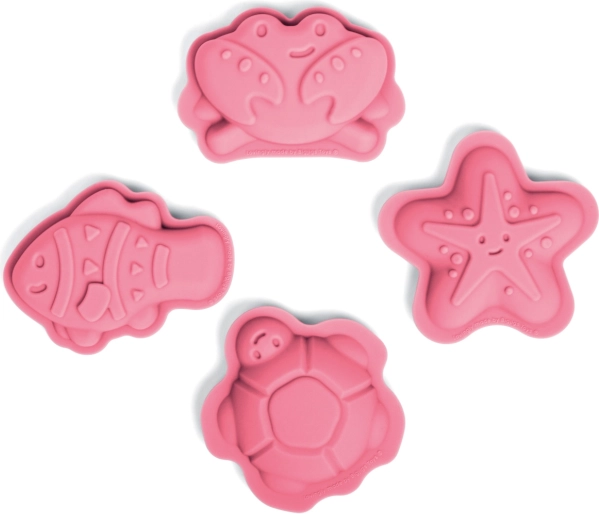 Bigjigs Toys moldes de silicona para arena – formas marinas rosas