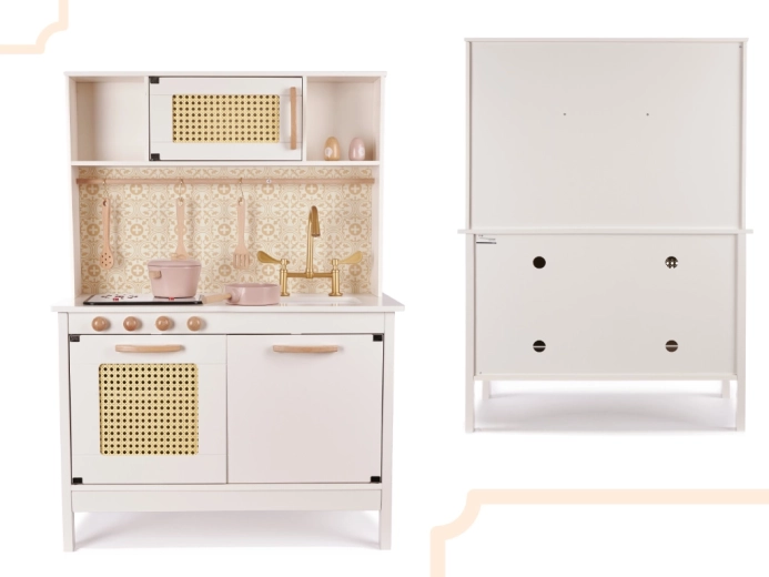 Detalles de ratán y espacios de almacenamiento inteligentes