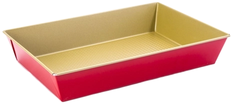 Molde para hornear de acero con superficie antiadherente 28 × 23,5 × 6 cm rojo dorado SNB