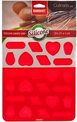 Molde de silicona para galletas navideñas CULINARIA, 24 uds, rojo