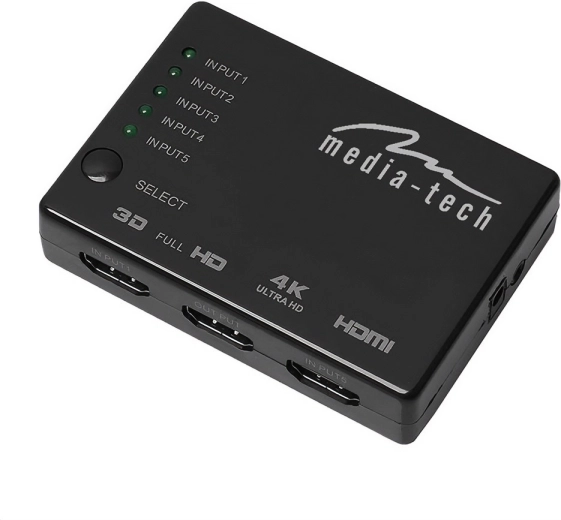 Conmutador HDMI 5×1 4K con mando a distancia MEDIA-TECH