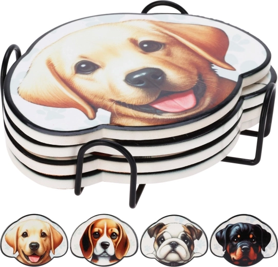 Set de posavasos con soporte – perros, 4 uds.