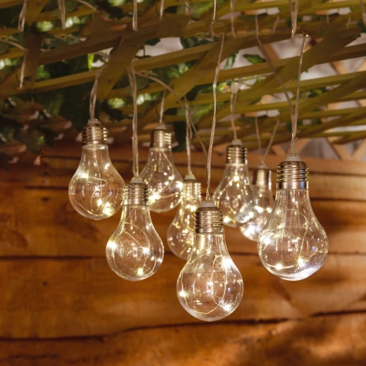 Guirnalda solar de jardín 3,8 m, 10 LED, blanco cálido
