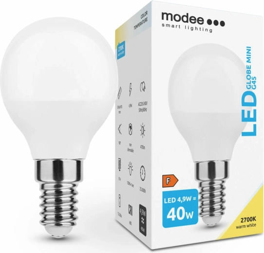 Modee Smart Lighting bombilla LED Globe Mini G45 4,9 W E14, 470 lm, blanco cálido
